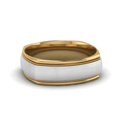 Two Tone Milgrain Square Mens Band Ring